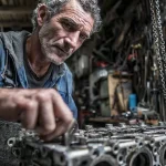 Chaîne de distribution défectueuse d’un moteur TSI Volkswagen dans un garage