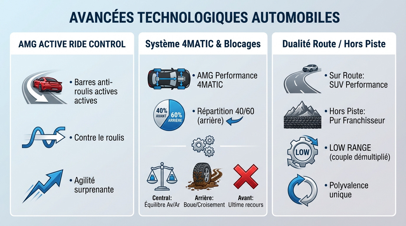 Vue technique du châssis et des suspensions du Mercedes G63 AMG
