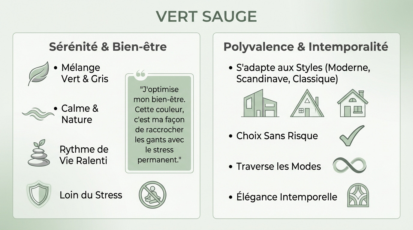 Salon décoré avec une peinture vert sauge apportant calme et élégance